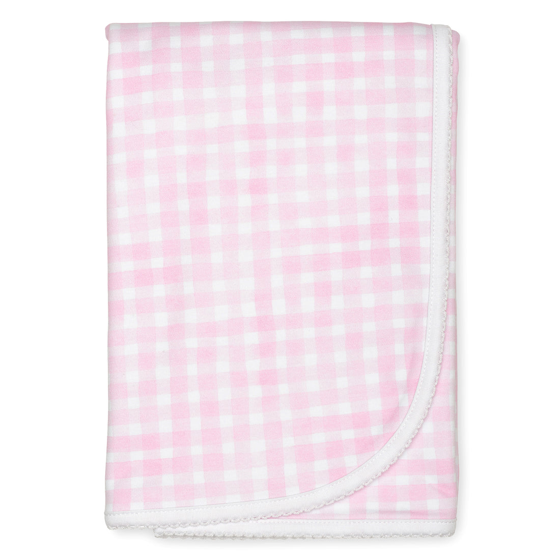 two layer pima cotton baby blanket watercolor pink gingham print