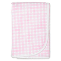 two layer pima cotton baby blanket watercolor pink gingham print