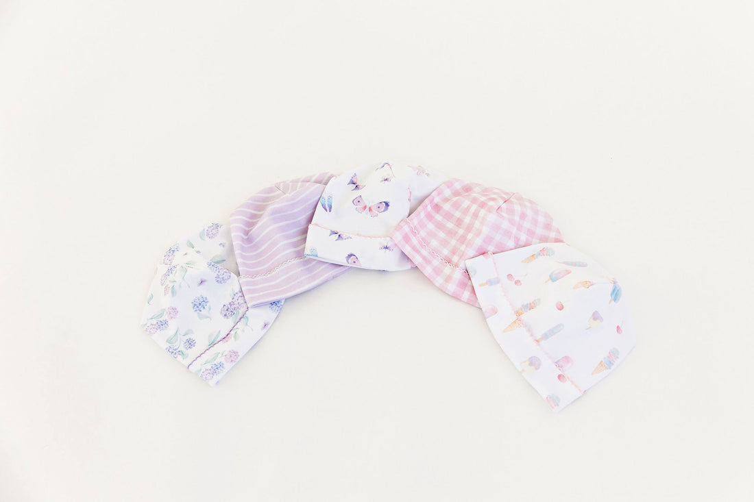 watercolor print pima cotton baby beanie hat