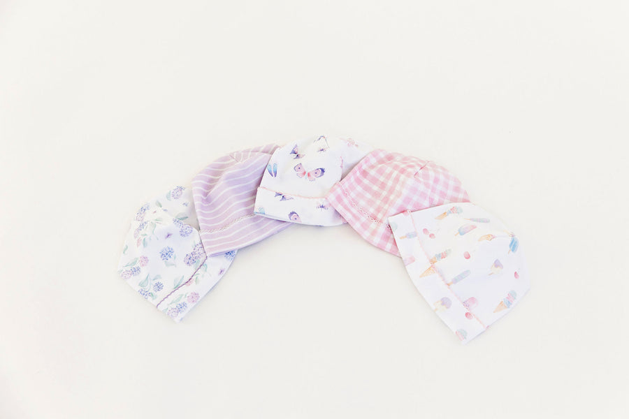 watercolor print pima cotton baby beanie hat