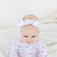 butterfly watercolor print, pima cotton baby headband with bow