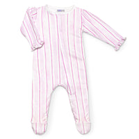 Pink Stripe Ruffle Footie