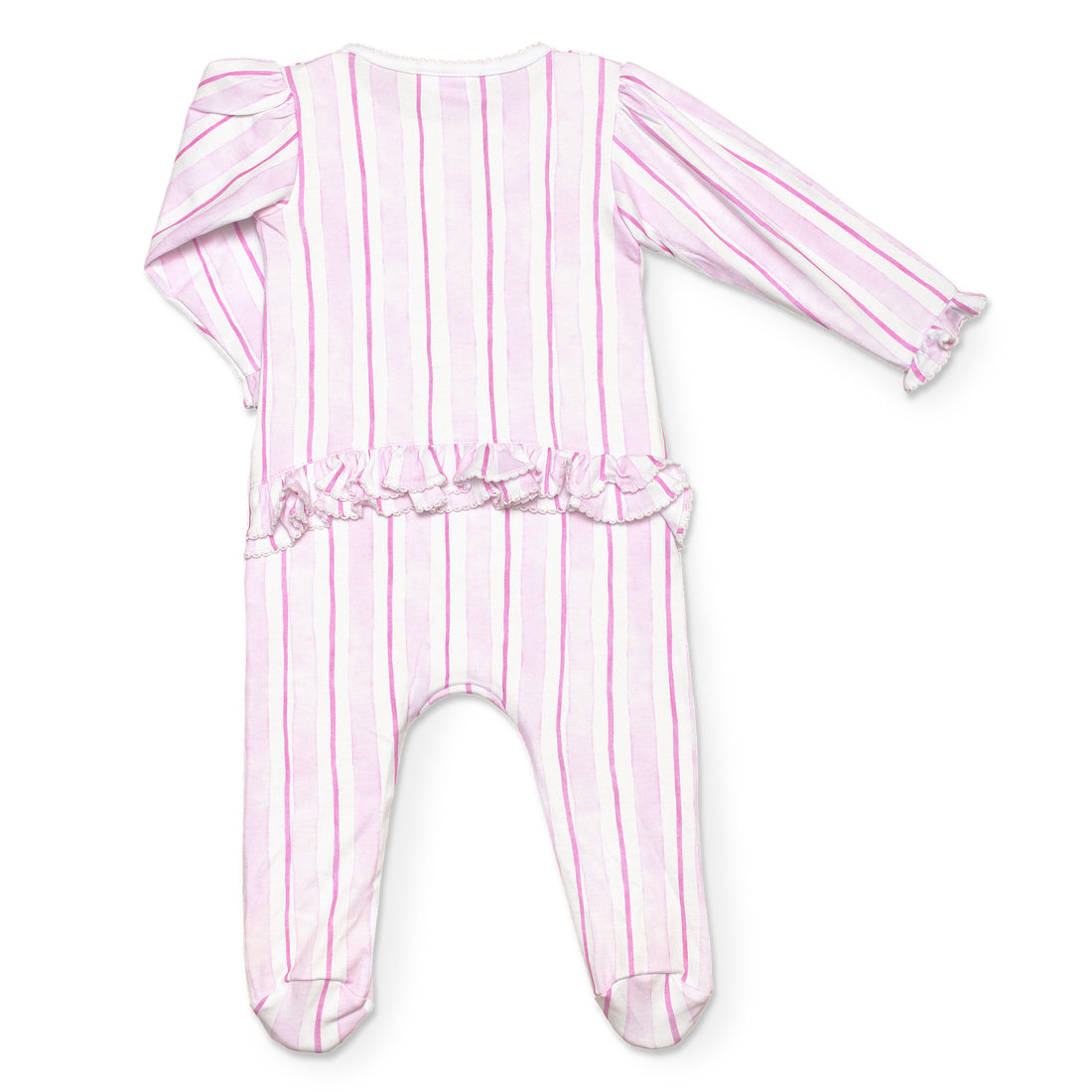 Pink Stripe Ruffle Footie