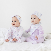 pima cotton baby footies and accessories with watercolor prints