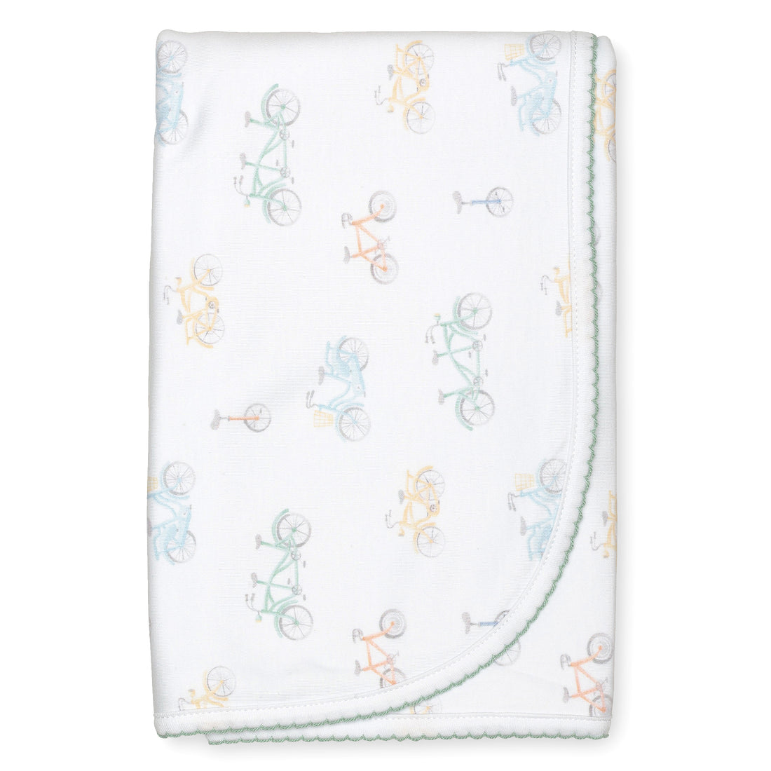 two layer pima cotton baby blanket watercolor bicycle print