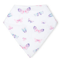 pima cotton baby bandana bib watercolor butterfly print