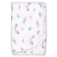 two layer pima cotton baby blanket watercolor butterfly print