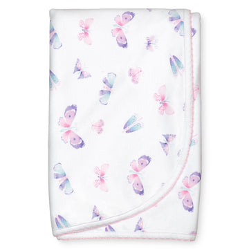 two layer pima cotton baby blanket watercolor butterfly print