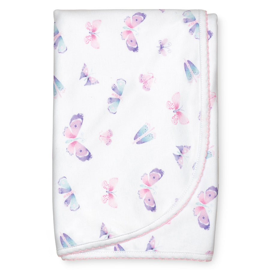 two layer pima cotton baby blanket watercolor butterfly print