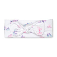 pima cotton baby knotted bow headband with watercolor butterfly print