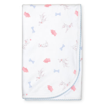 two layer pima cotton baby blanket watercolor Dalmatian dog print