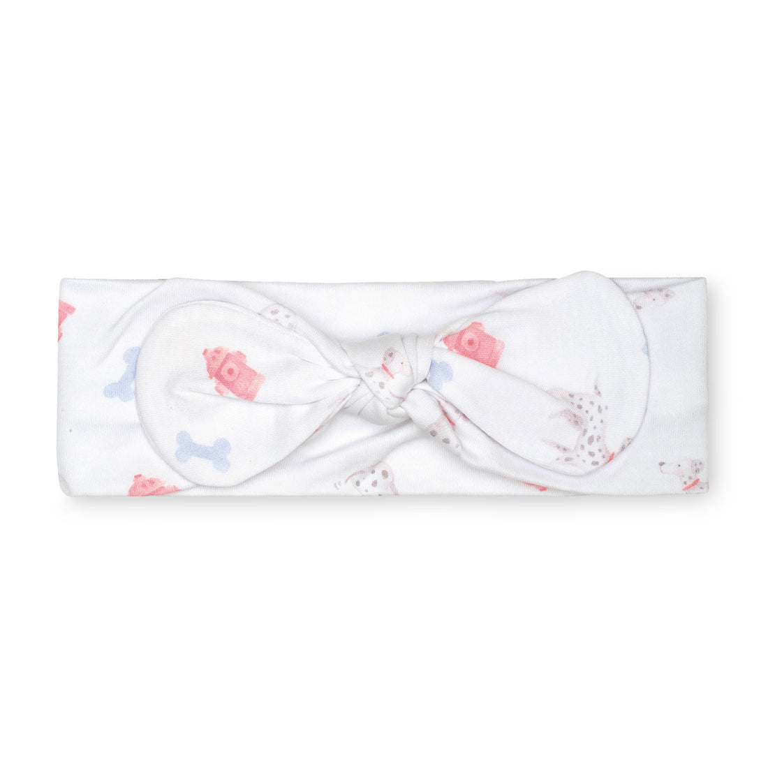 pima cotton baby knotted bow headband with watercolor Dalmatian dog print