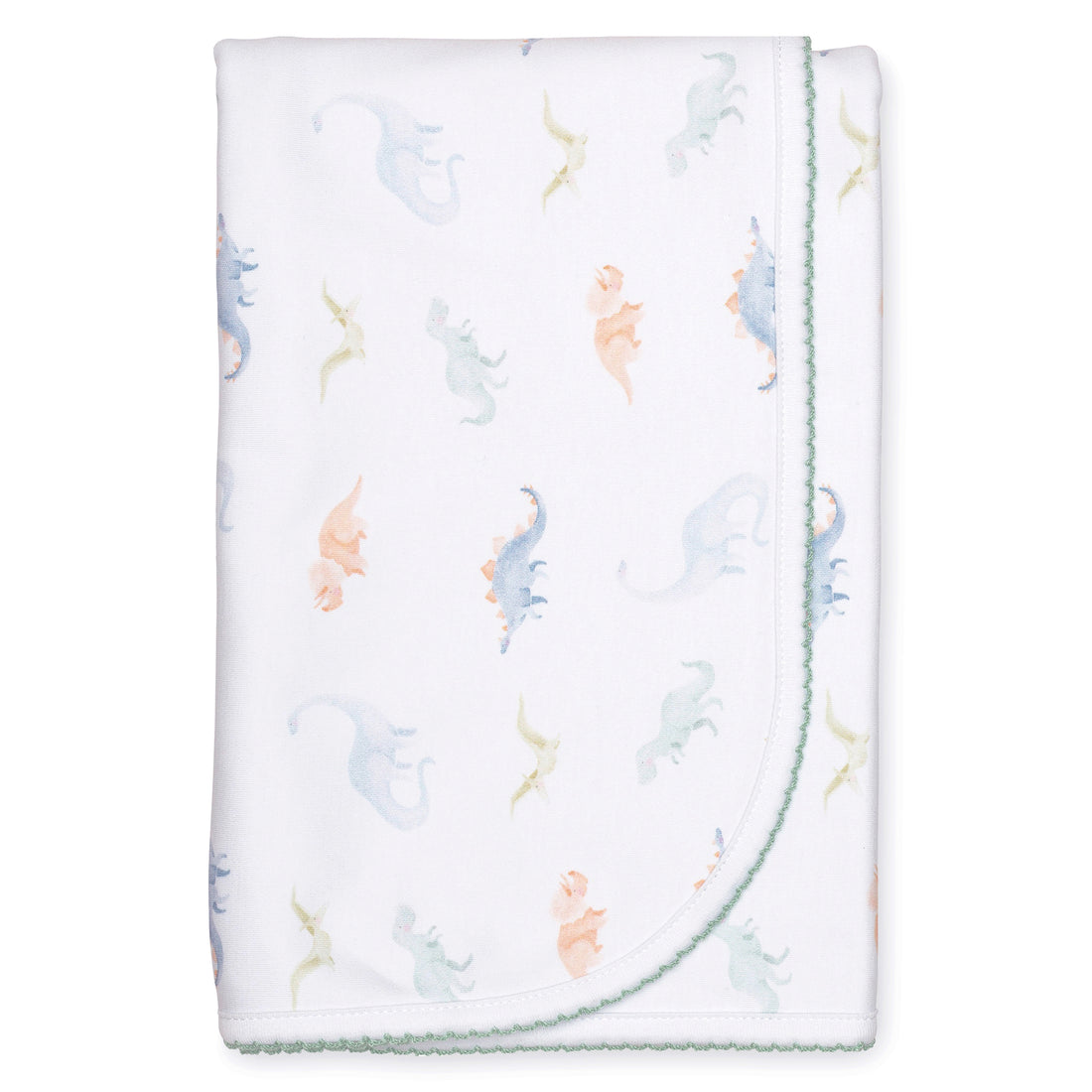 two layer pima cotton baby blanket watercolor dinosaur print