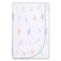 two layer pima cotton baby blanket watercolor dinosaur print