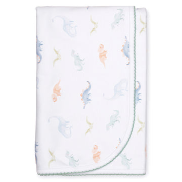 two layer pima cotton baby blanket watercolor dinosaur print