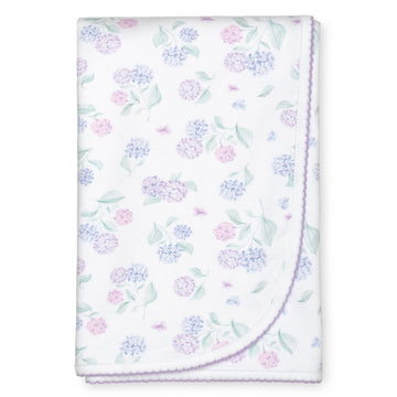 two layer pima cotton baby blanket watercolor hydrangea print