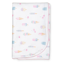 two layer pima cotton baby blanket watercolor ice cream print