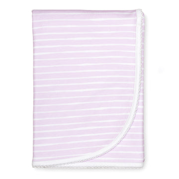 two layer pima cotton baby blanket watercolor lilac stripe print