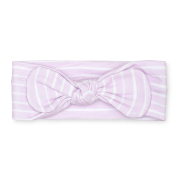 pima cotton baby knotted bow headband with watercolor lilac stripe print