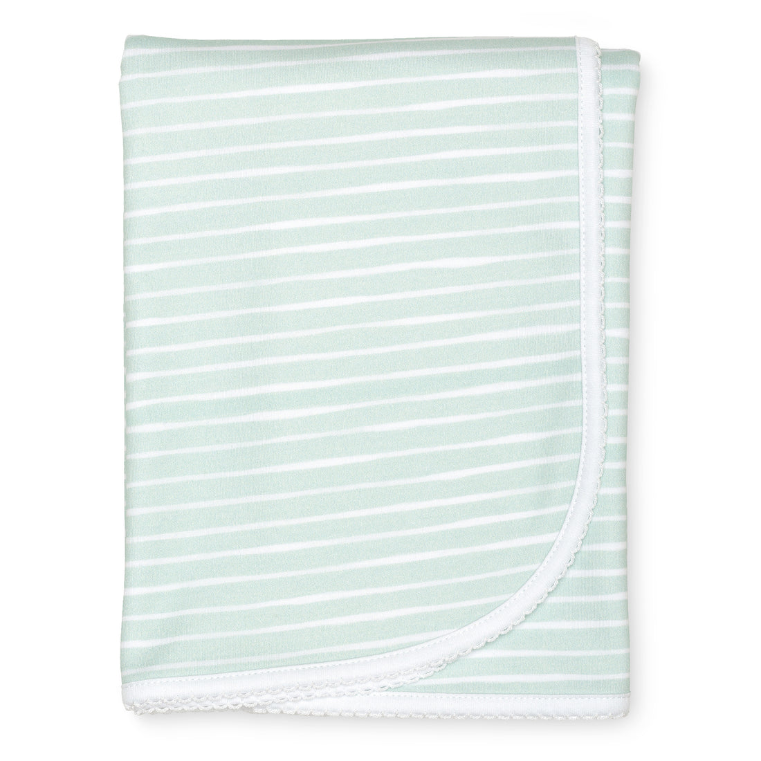 two layer pima cotton baby blanket watercolor sage stripe print