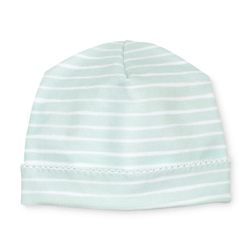 pima cotton baby beanie hat with watercolor sage stripe print