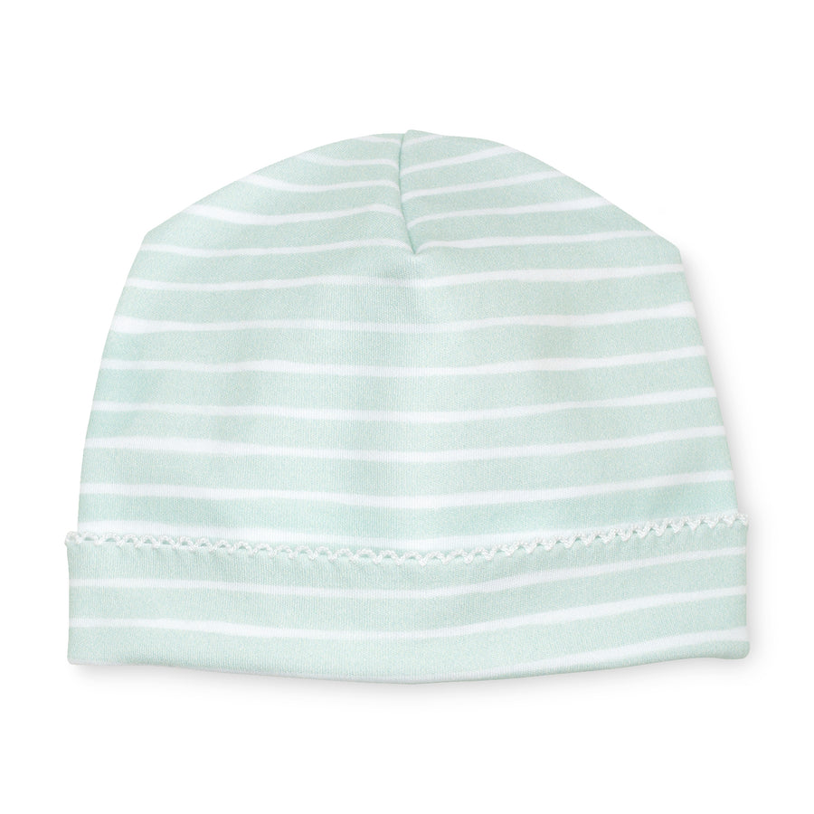 pima cotton baby beanie hat with watercolor sage stripe print